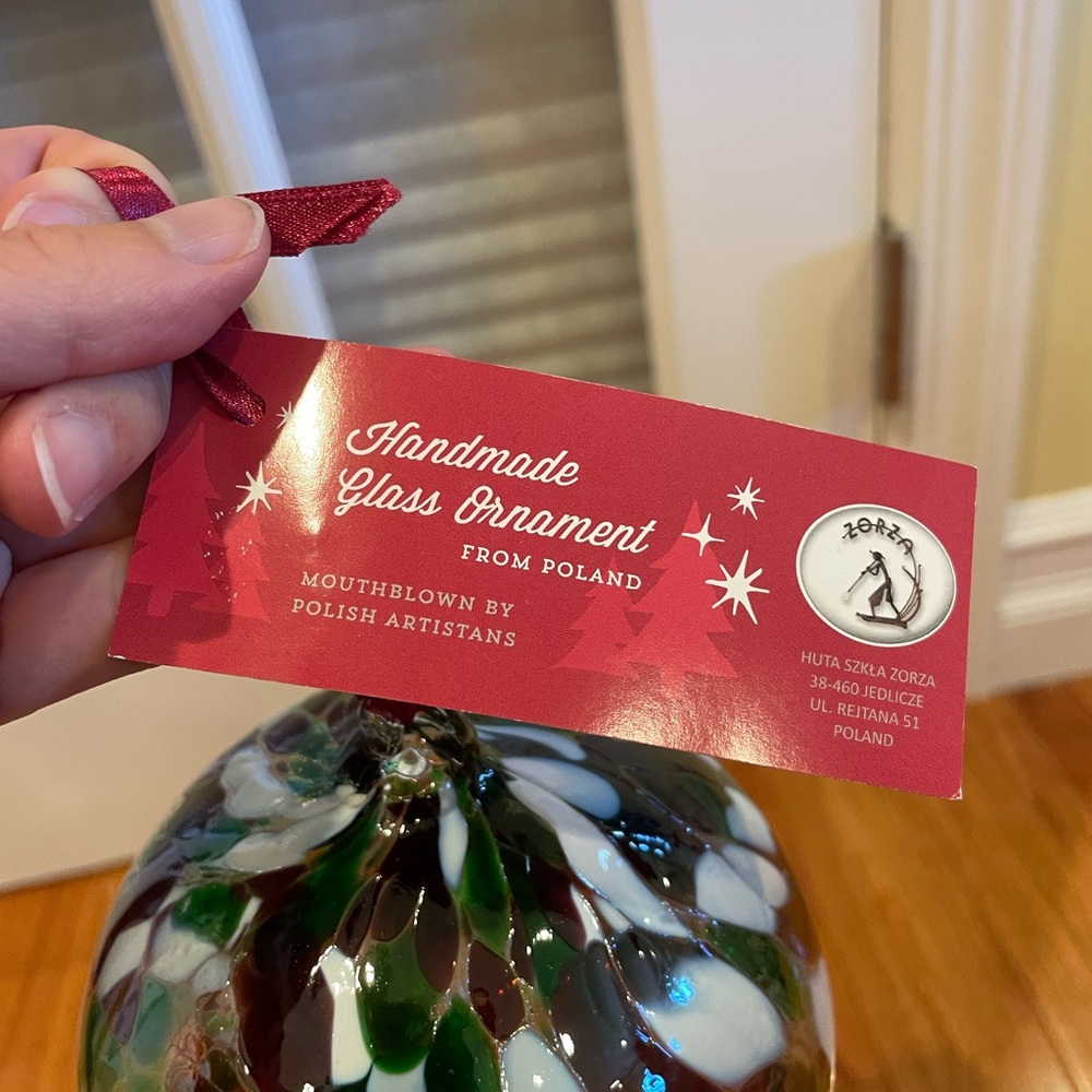 Handcrafted Glass Ornament with Multicolor Design - Picture 4 of 7